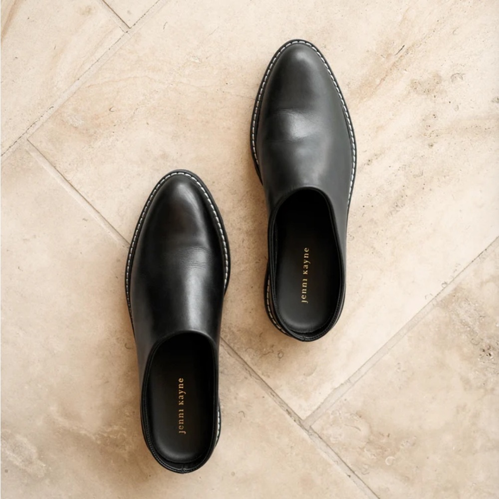 Jenni Kayne Leather Lug Mule in Black - 37
